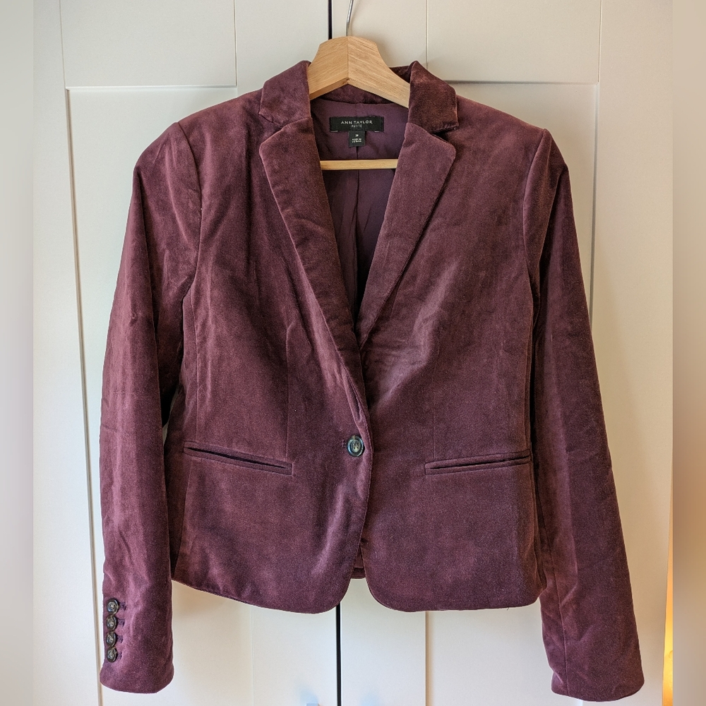 Ann Taylor Burgundy Velvet Petite Blazer